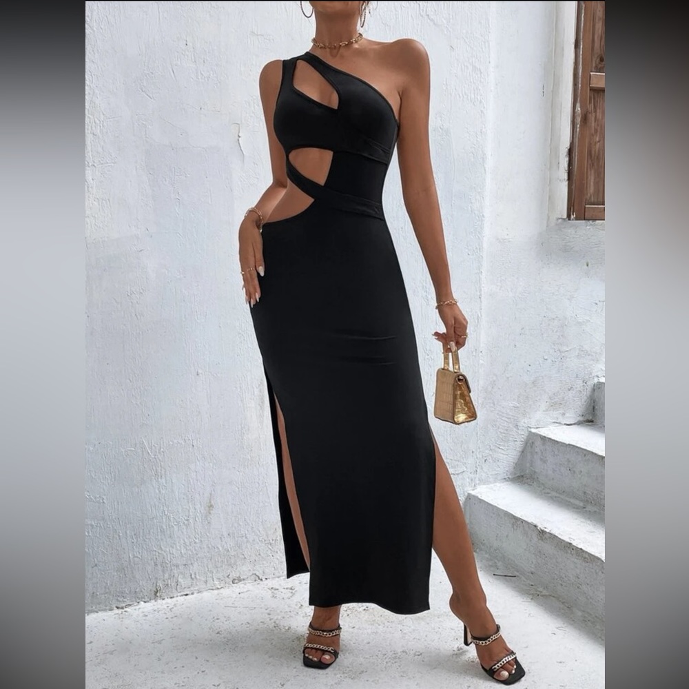 One shoulder slit dress
